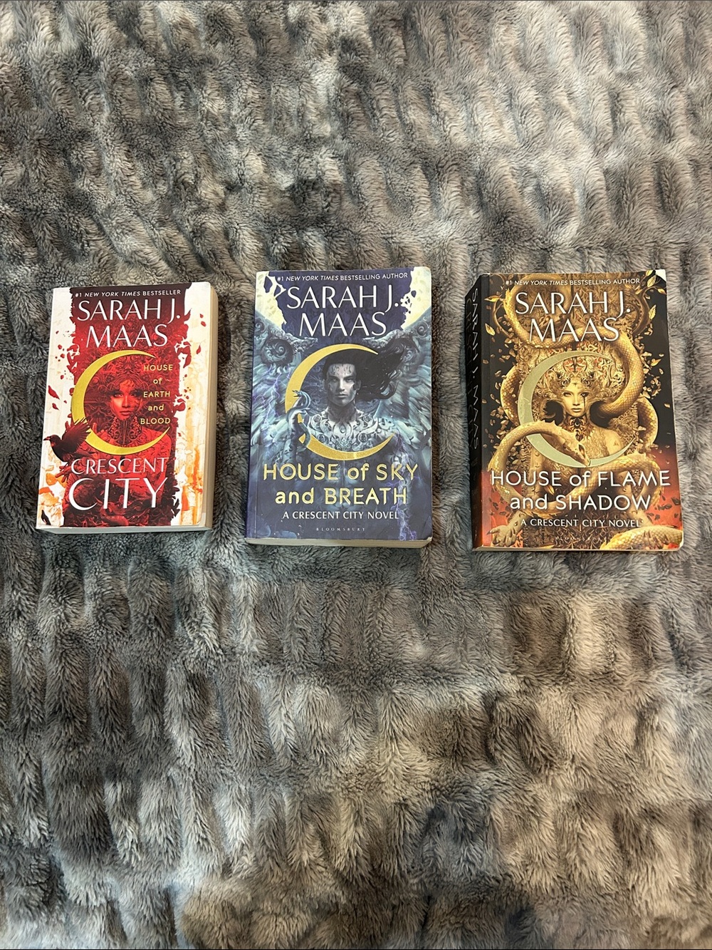 Sarah J. Maas Crescent City Trilogy Paperback Set - Red, Blue, Gold Covers